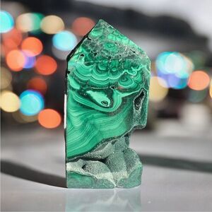 Malachite Crystal Tower‎ with Velvety Druzy